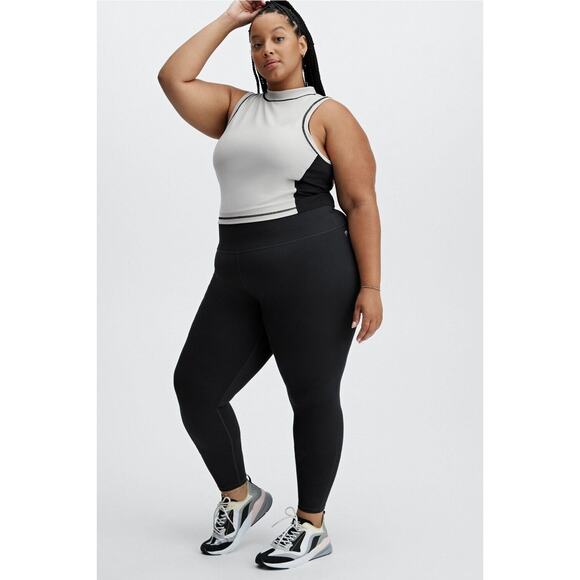 Fabletics Size 1X Giana Mock Neck Tank, White/Grey, Fitted, New $64.95 - Picture 1 of 12
